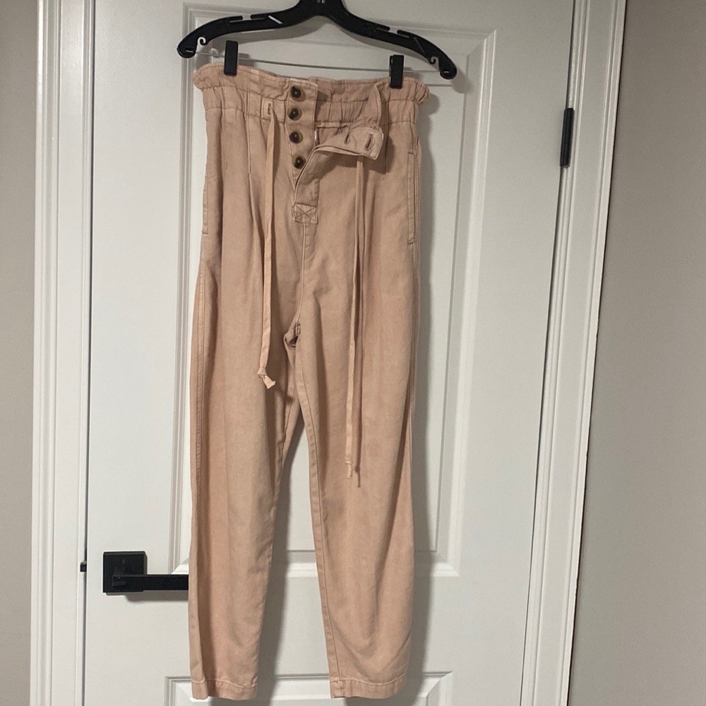 Free People High Waisted Trouser - Pale Pink